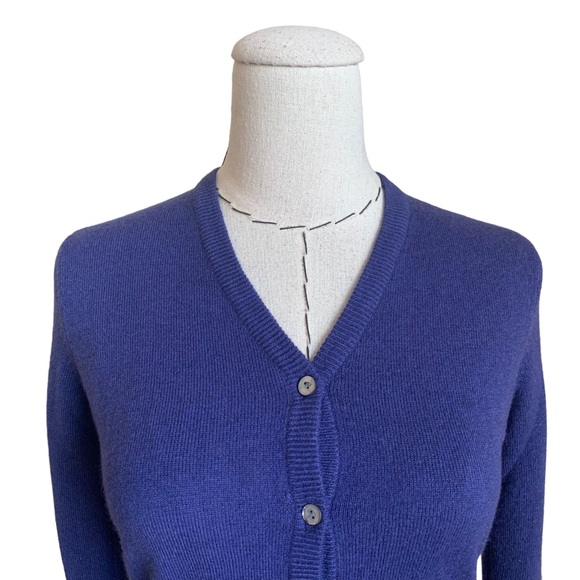 90s Laundry 100% Cashmere Cardigan Sweater Blue Purple size Small - Picture 2 of 8